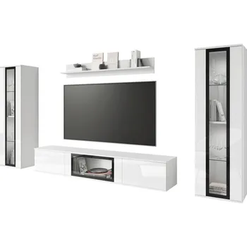 Obývací stěna Livetastic OBÝVACÍ STĚNA, bílá, vysoce lesklá bílá - 002778003601