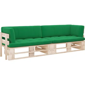 Zahradní lavice zahrada-XL 2místná pohovka z palet s poduškami impregnovaná borovice 3066678