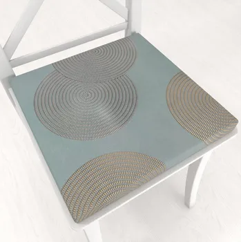 Podsedák Sametový čtvercový podsedák Tamara TMR-058 Designové kruhy na modrošedém - 38x38x3 cm