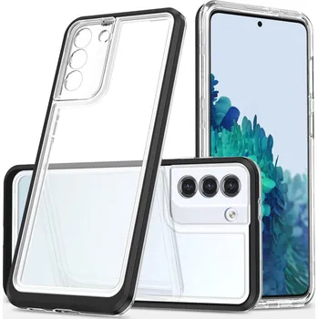 Pouzdro na mobilní telefon Hurtel Průhledný 3v1 kryt pro Samsung Galaxy S21 + 5G (S21 Plus 5G) s gelovým rámem, černý