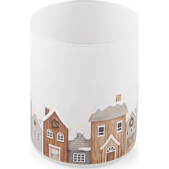 Vánoční dekorace Skleněný svícen domečky Varianta: 4 bílá, Balení: 1 ks