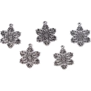Vánoční dekorace Přívěsek vločka Ø19 mm Varianta: 1 platina s patinou, Balení: 5 ks