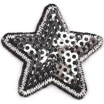 Textilní nažehlovací páska Nažehlovačka hvězda s flitry Varianta: 12 stříbrná, Balení: 10 ks