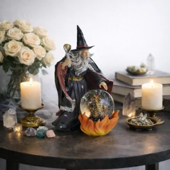 Čaroděj s kouzelnou holí a sněžítkem drak