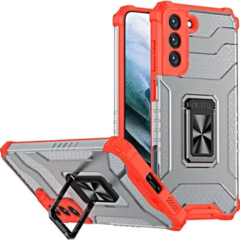 Pouzdro na mobilní telefon Hurtel Kryt Crystal Ring Case odolný hybridní kryt + magnetický držák pro Samsung Galaxy S22 + (S22 Plus) červený