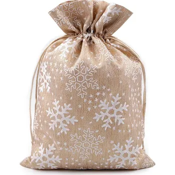 Vánoční dekorace Vánoční dárkový pytlík vločky brokátový 20x30 cm Varianta: 2 zlatá, Balení: 1 ks