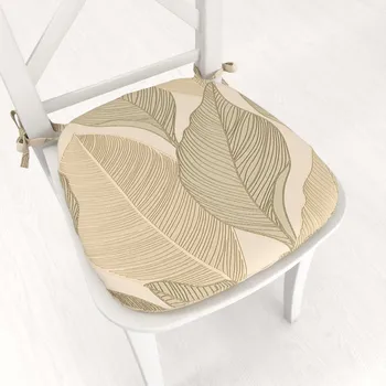 Podsedák Sametový oblý podsedák Tamara TMR-046 Přírodní pnoucí listy na krémovém - 39x37x3 cm