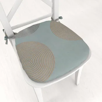 Podsedák Sametový oblý podsedák Tamara TMR-058 Designové kruhy na modrošedém - 39x37x3 cm