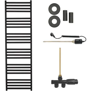 Radiátor CERANO - Koupelnový radiátorový set Fulgidus - kombinované vytápění, termo tyč - boční jednobodové připojení - 765W - černá matná - 1800x530 mm