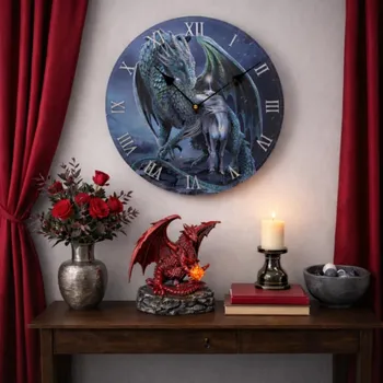 Nástěnné hodiny fantasy -Drak a jednorožec