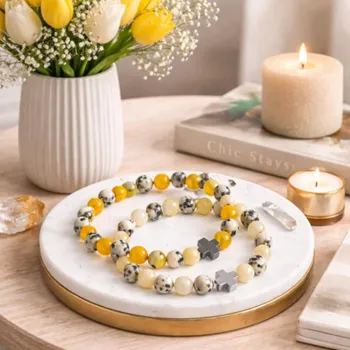 Souprava šperků Náramek Partnerský, Přátelství ( Ochrana) -Jaspis & Achát