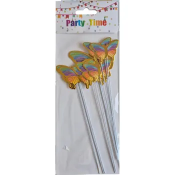 Jedlá dekorace na dort Dortisimo Zápich do dortu Motýlci barevní (10 ks)
