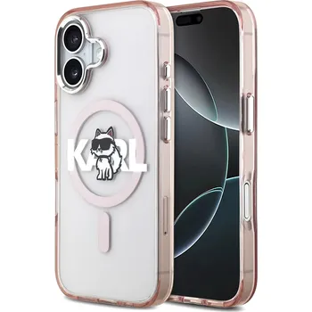 Pouzdro na mobilní telefon Karl Lagerfeld - IML Choupette Sketch Logo MagSafe (KLHMP17SHGCHGKBP) - iPhone 17 - růžová