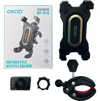 Univerzální držák na telefon na kolo nebo motorku - OKOP KP-919 - stříbrná