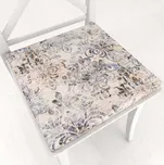 Sametový čtvercový podsedák Tamara TMR-057 Modro-zelený zámecký vzor na krémovém - 38x38x3 cm