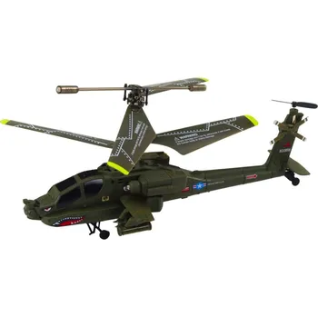 RC model auta LEAN Toys 20877 Vojenský vrtulník Apache R/C Syma S109H, khaki
