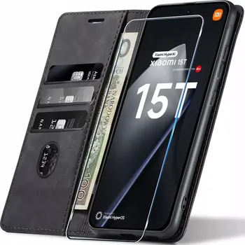 Pouzdro na mobilní telefon Xiaomi 15T – magnetické kožené pouzdro s klopou, stojánkem, kapsou na karty a magnetickým zavíráním, ochrana displeje a fotoaparátu (Magnetické kožené pouzdro pro Xiaomi 15T s klopou, kapsami na karty a funkcí stojánku. Měkká eko kůže, skryté magnetické z