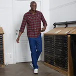 Flanelová kostkovaná košile bordó/šedá 45/46