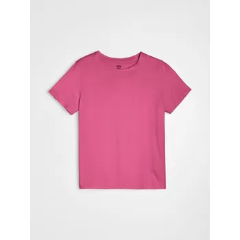 Dámské tričko Sinsay - Bavlněné tričko s krátkým rukávem - sytě růžová - 240HB-42X - 240HB-42X-S