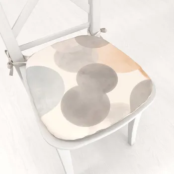 Podsedák Sametový oblý podsedák Tamara TMR-047 Šedo-béžová kola na smetanovém - 39x37x3 cm