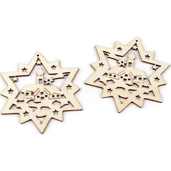 Vánoční dekorace Vánoční dřevěný výřez hvězda Ø10 cm k zavěšení / k domalování Varianta: přírodní sv., Balení: 2 ks