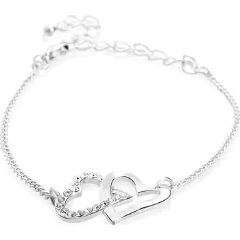 Náramek JSB Bijoux Dvojsrdíčko zdobený křišťálovými kameny Swarovski®