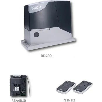 Pohon brány Road400 Kit sada pohonu Nice pro bránu do 400 kg - sada pohonu ROAD s dálkovým ovládáním pro posuvnou samonosnou bránu do 400 kg - pohon RD400, elektronika s vestavěným přijímačem dálkového ovládání, 2 x 2-kanál. vysílač