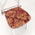 Sametový oblý podsedák Tamara TMR-053 Zámecký vzor na vínově červeném - 39x37x3 cm