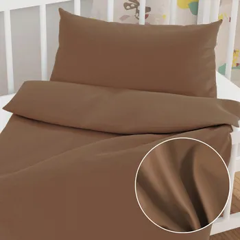 Povlečení Dětské saténové povlečení do postýlky ST-013 Světle hnědé Do postýlky 90x120 a 40x60 cm