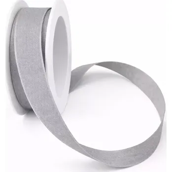 Stuha Stuha látková tkaná CHANCE GREY šedá 15mm x 3,5m (4,30 Kč/m) (Pastelově šedá, tkaná, stuha, s vetkaným vlascem v obou okrajích)