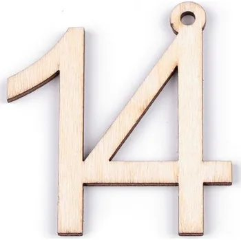 Vánoce Dřevěná narozeninová čísla se závěsem Varianta: 14 přírodní, Balení: 10 ks