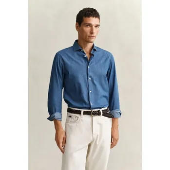 Pánské oblečení KOŠILE GANT REG INDIGO TWILL SHIRT SEMI LIGHT BLUE