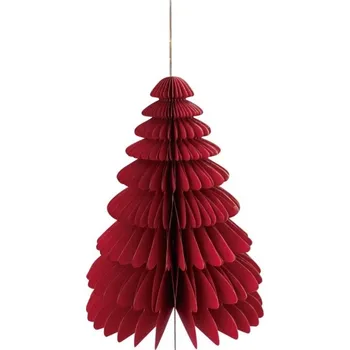 Vánoční dekorace 3D Vánoční stromek, červený 32cm