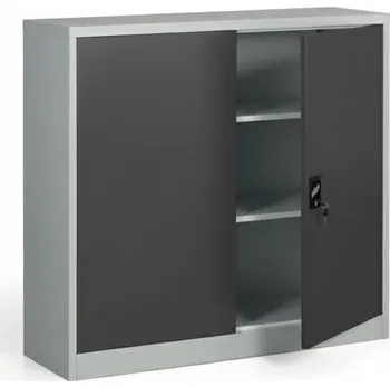 Policová skříň B2B Partner Kovová spisová skříň, demontovaná, 2 police, 1200 x 1150 x 400 mm, tmavě šedá