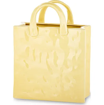 Váza Dekorativní váza ve tvaru kabelky, krémová keramika, 27x21x10 cm AP183961