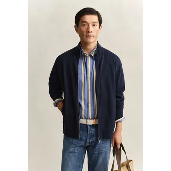 Pánské oblečení MIKINA GANT LIGHT SACKER RIB FZ EVENING BLUE