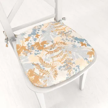 Podsedák Sametový oblý podsedák Tamara TMR-043 Hnědo-modré designové rostliny - 39x37x3 cm