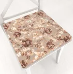 Sametový čtvercový podsedák Tamara TMR-042 Hnědé květy na šedobéžovém - 38x38x3 cm