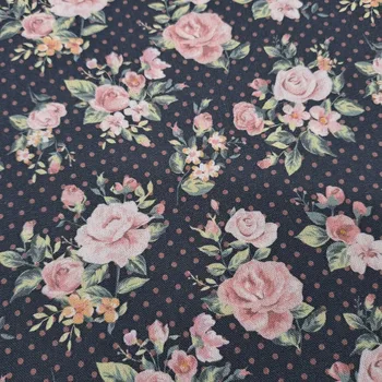 Pro útulný domov bavlněná látka RŮŽE NA ČERNÉ