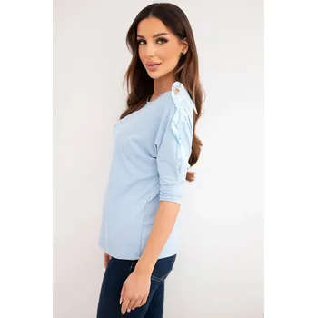Dámská halenka Dámská viskózová blůza s ozdobnými stužkami modrá UNI