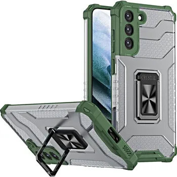 Pouzdro na mobilní telefon Hurtel Krystalový prsten odolný hybridní kryt + magnetický držák pro Samsung Galaxy S22 + (S22 Plus) zelený