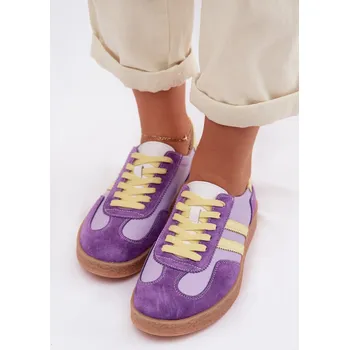 Dámské tenisky Kožené Dámské Tenisky LR61-7059 Fialové 37