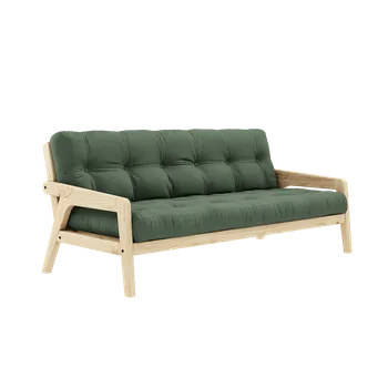 Pohovka KARUP Dřevěná rozkládací pohovka GRAB olivově zelená 204 cm 132101756