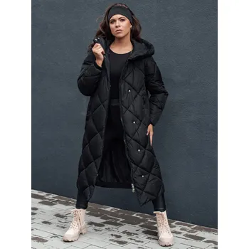 Dámská černá zimní prošívaná bunda s kapucí FEMACOAT TY4593 Velikost: S