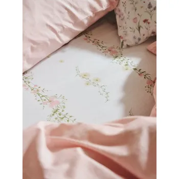 Prostěradlo Sinsay - Bavlněný prostěradlo s gumou a květinovým motivem - krémová - 071HJ-01X - 071HJ-01X-ONE