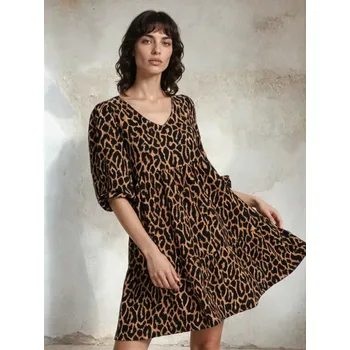 Dámské šaty Sinsay - Mini babydoll šaty s leopardím vzorem - hnědá - 208GY-88X - 208GY-88X-XS