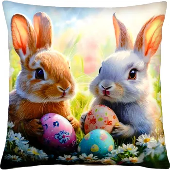 Polštář Velikonoční polštář RABBIT FRIENDS 40x40 cm Mybesthome Varianta: Povlak na polštář s výplní, 40x40 cm