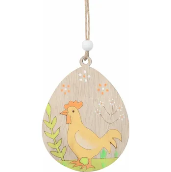 Anděl Přerov, s.ro. Vajíčko s kohoutem dřevěné 9 cm, na zavěšení