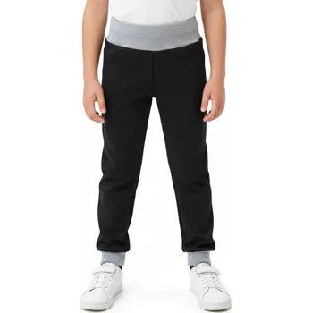 Chlapecké kalhoty Dětské softshellové kalhoty - nezateplené, černé se světle šedým nápletem (Lehké letní softshellové kalhoty pro děti na jaro a léto – 3 typy zakončení nohavic)