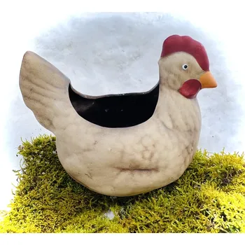 Zahradní dekorace Obal na květináč s motivem slepice